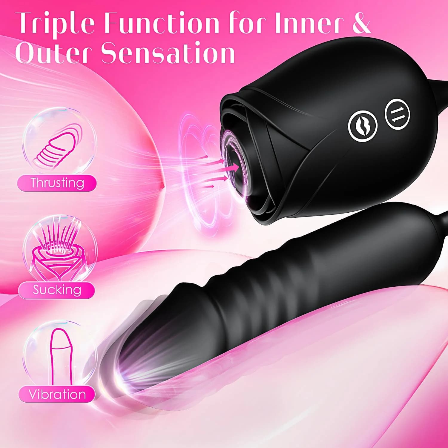 NOXROSA Rose Dual Action Massager dual stimulation technology
